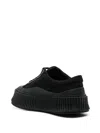 Jil Sander Low-top Black Leather Trainers With Ridged Sole In Black