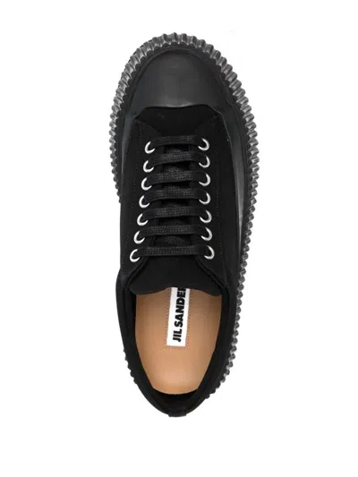 Jil Sander Low-top Black Trainers With Distinctive Ridged Sole