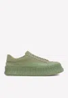 Jil Sander Man Sneakers Military Green Size 7 Textile Fibers In Green