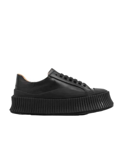 Jil Sander Low-top Lace-up Trainers In Black