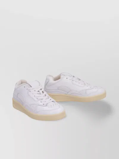Jil Sander Low-top Leather Sneakers Sole Contrasting In White