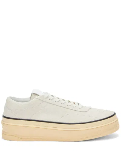 Jil Sander Low-top Leather Sneakers In White