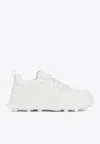 Jil Sander Orb White Low Top Sneakers With Cleated Sole In Leather In White