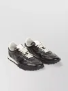 Jil Sander Low Top Leather Sneakers With Round Toe In Black