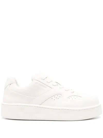 Jil Sander Tonal Leather Sneakers In White