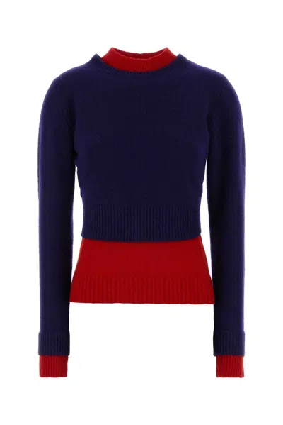 Jil Sander Ls Slv Double Layer Mock Neck Jumper In Multi