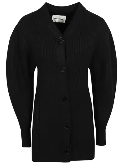 Jil Sander Ls Vn Long Cardigan In Black