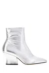 Jil Sander Metallic Leather Block-heel Boot In Silver