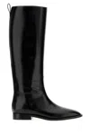 Jil Sander Lune Knee High Leather Boots Pull Tab In Gold