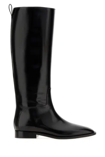 Jil Sander Lune Flat Boot In Black