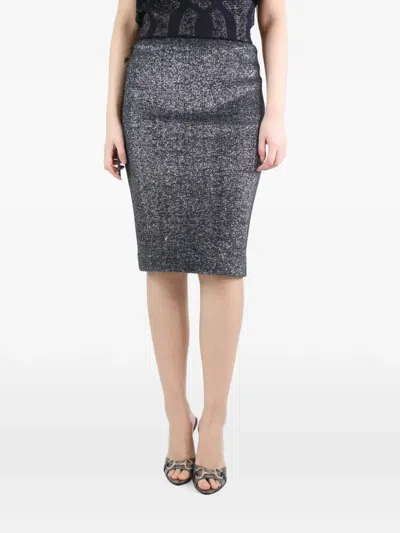 Pre-owned Jil Sander Lurex-knit Mini Skirt In Gray