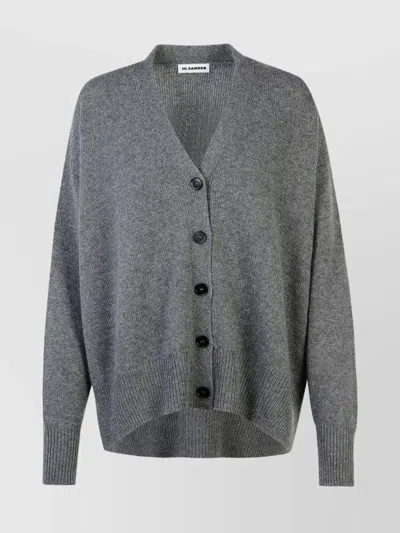 Jil Sander Luxe Cashmere Knit Cardigan In Gray