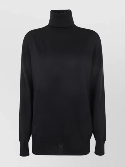 Jil Sander Luxe Merino Turtleneck Knit Sweater In Black