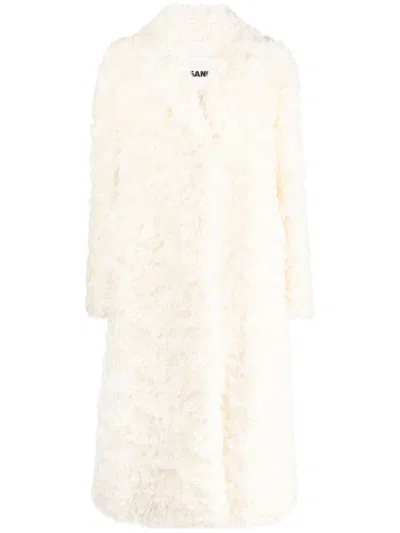 Jil Sander Notched-lapels Faux-fur Coat In White