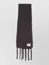 Jil Sander Luxurious Soft Fringed Scarf Accessory In Black
