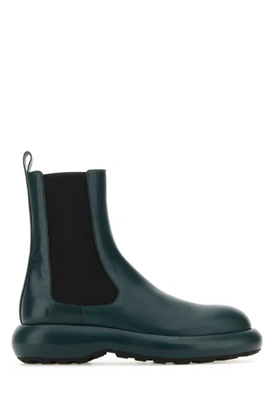 Jil Sander Luxury Leather Chelsea Ankle Boots For Women In Green