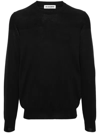 Jil Sander Crew-neck Wool Jumper In Nero