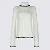 Jil Sander Long Sleeve Turtleneck Contrast Trim In White