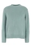 Jil Sander Ribbed Crewneck Knit Sweater With Soft Texture In Blue