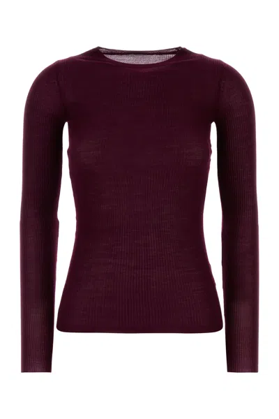 Jil Sander Plum Wool Sweater In Red
