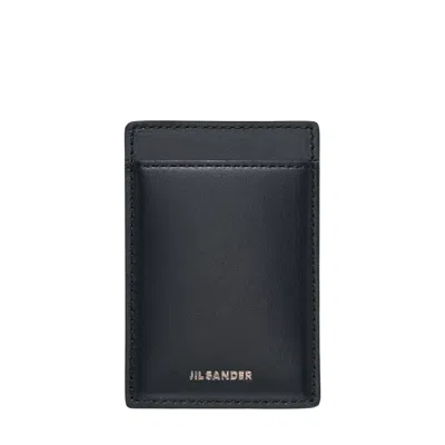Jil Sander Magnetic Card Holder Soft Calf In Black