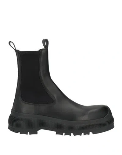 Jil Sander Man Ankle Boots Black Size 9 Calfskin, Textile Fibers