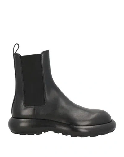 Jil Sander Man Ankle Boots Black Size 9 Leather In Black