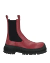 Jil Sander Man Ankle Boots Brick Size 9 Calfskin, Textile Fibers In Multi