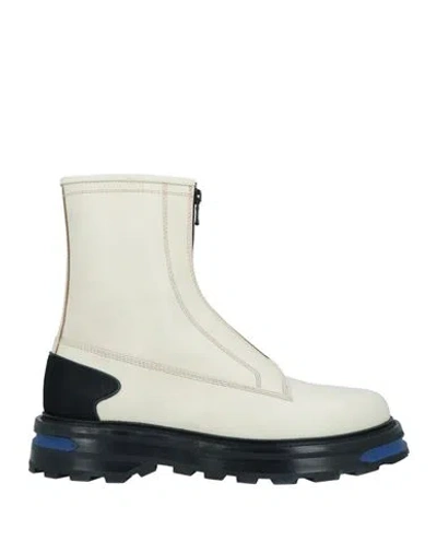 Jil Sander Man Ankle Boots Cream Size 9 Leather In White