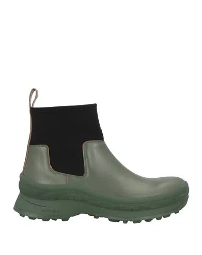 Jil Sander Man Ankle Boots Green Size 9 Rubber