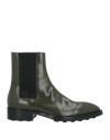 Jil Sander Man Ankle Boots Military Green Size 9 Leather, Elastic Fibres In Green