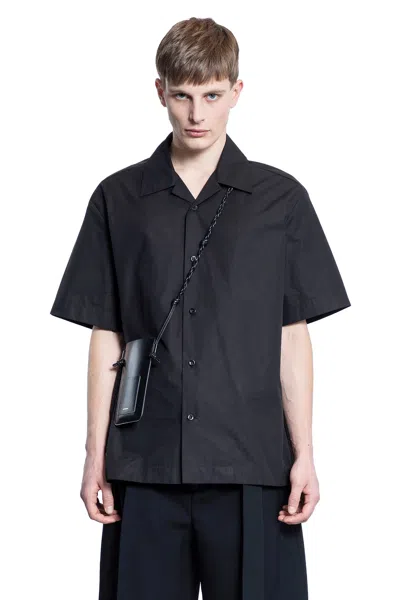 Jil Sander Short-sleeve Notched-collar Shirt In Black