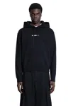 Jil Sander Relaxed Fit Black Cotton Hoodie With Logo Print In Black
