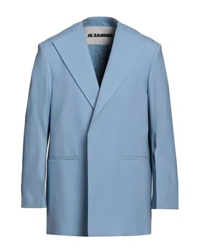 Jil Sander Man Blazer Light Blue Size 36 Wool In Metallic