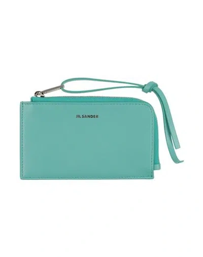 Jil Sander Man Cardholder Turquoise Size - Cow Leather In Blue