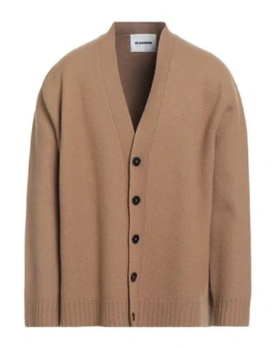 Jil Sander Man Cardigan Sand Size 40 Wool In Brown