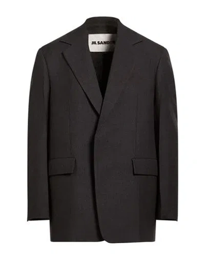 Jil Sander Man Coat Charcoal Size 40 Virgin Wool In Brown