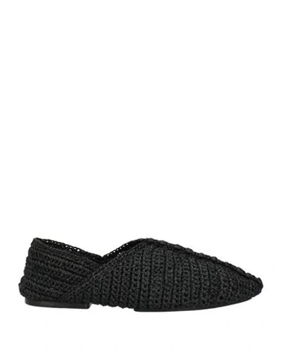 Jil Sander + Man Loafers Black Size 9 Natural Raffia
