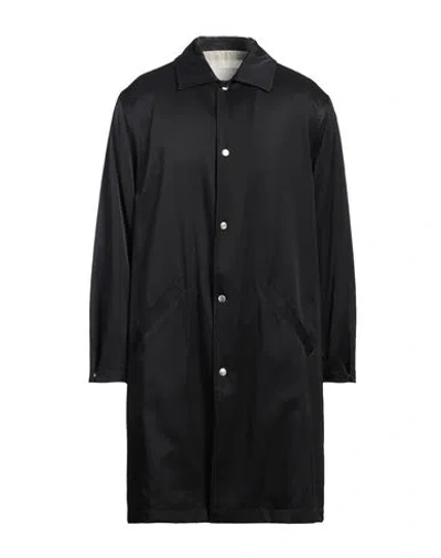 Jil Sander Man Overcoat & Trench Coat Black Size M Rayon, Cotton, Wool, Silk