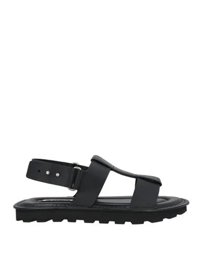 Jil Sander Man Sandals Black Size 7 Leather