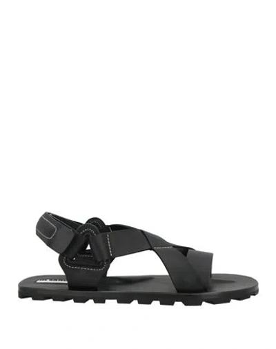 Jil Sander Man Sandals Black Size 9 Leather