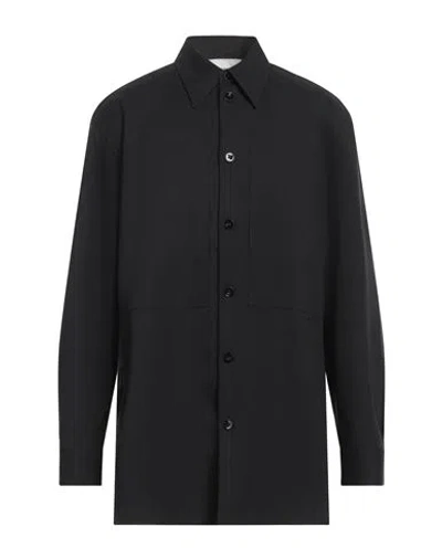 Jil Sander Man Shirt Black Size 16 Polyester In Black