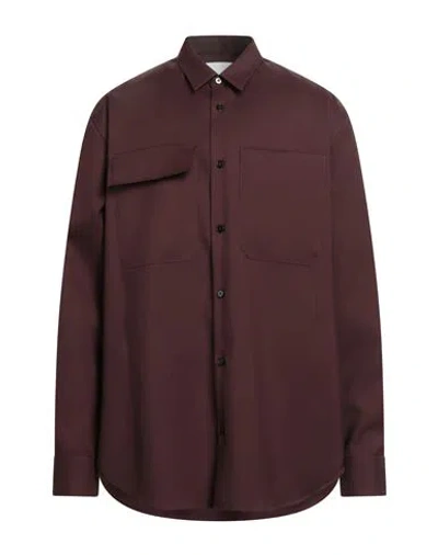 Jil Sander Man Shirt Burgundy Size 17 ½ Virgin Wool In Red
