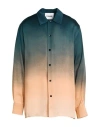 Jil Sander Man Shirt Deep Teal Size 16 ½ Viscose In Green