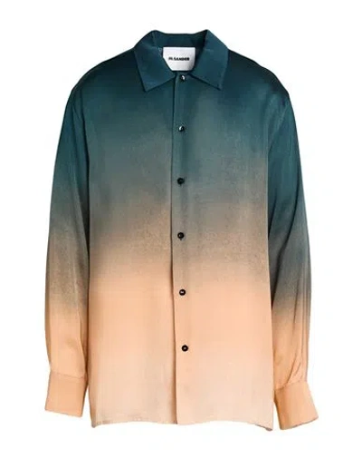 Jil Sander Man Shirt Deep Teal Size 16 ½ Viscose In Green