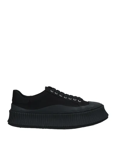 Jil Sander Oversize Sole Canvas Sneakers In Black