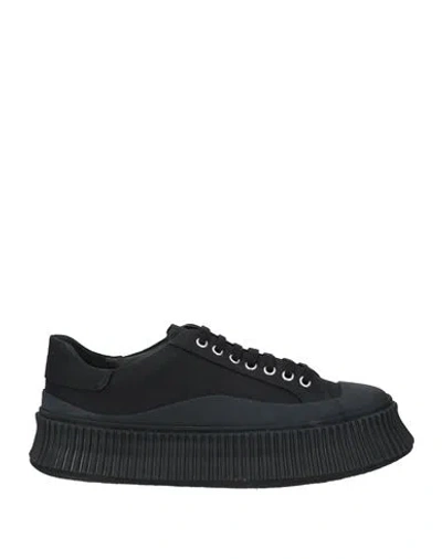 Jil Sander Oversize Sole Canvas Sneakers In Black