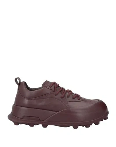Jil Sander Man Sneakers Burgundy Size 9 Calfskin In Red