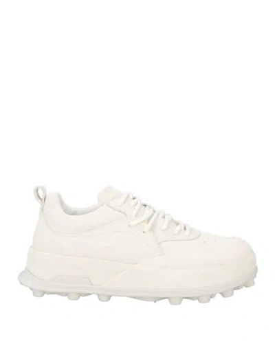 Jil Sander Man Sneakers Ivory Size 8 Calfskin In White