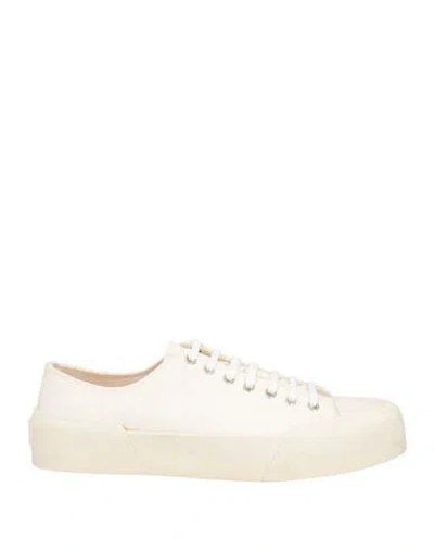 Jil Sander Man Sneakers Ivory Size 8 Textile Fibers In White
